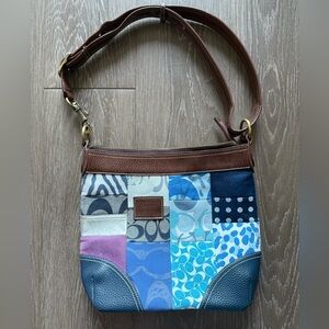 Coach Patchwork Crossbody Bag in Blue and Brown